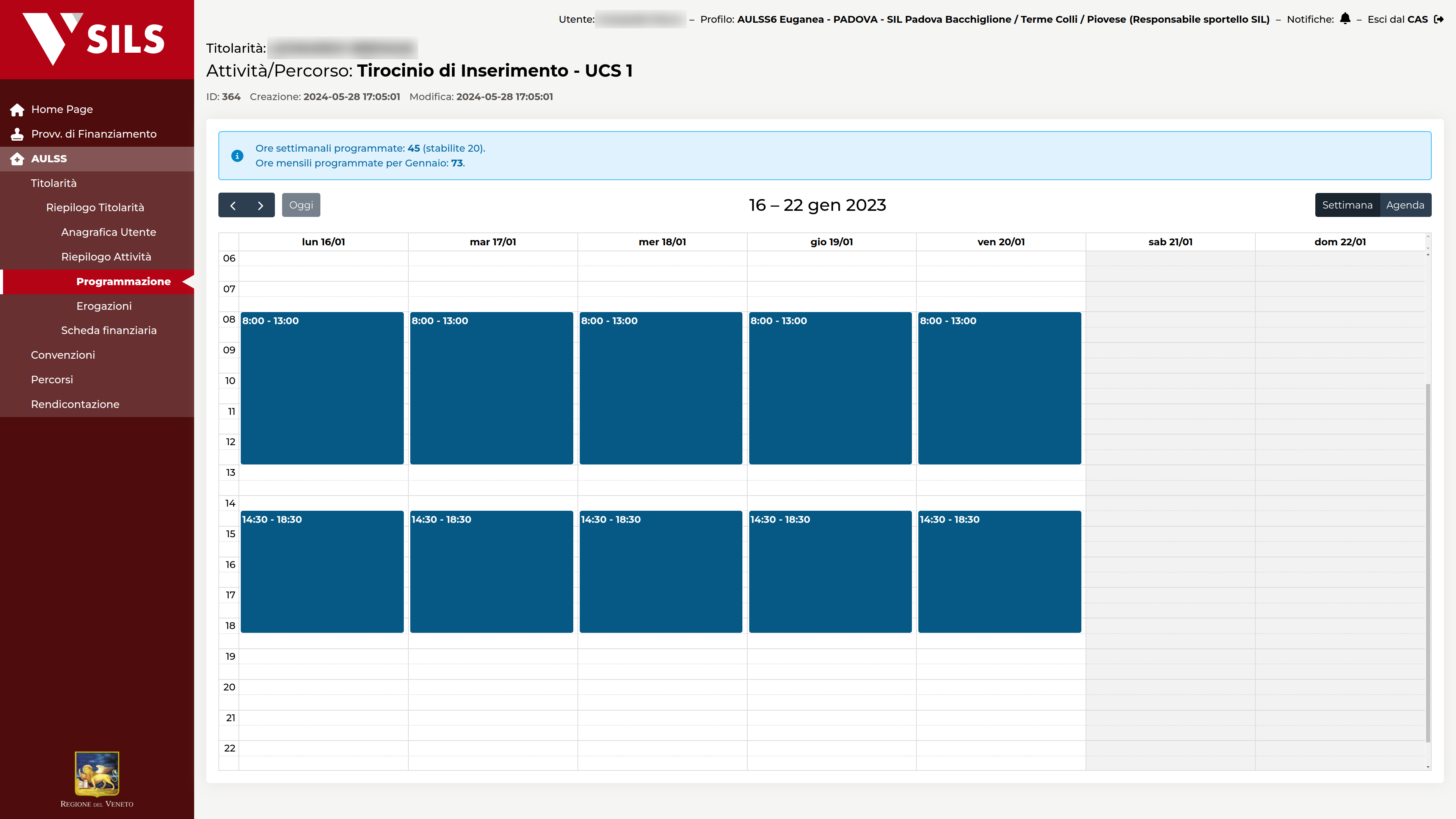 Calendario di programmazione eventi
